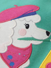 Girls Embroidered Dog Ruffle Top - Future Artist