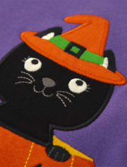 Girls Embroidered Cat Top - Trick or Treat