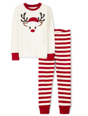 Unisex Matching Family Reindeer Cotton 2-Piece Pajamas - Gymmies