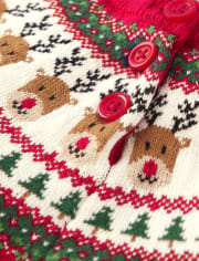 Unisex Baby Reindeer Fairisle Sweater Romper - Holiday Express