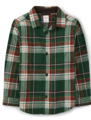 Boys Plaid Button Up Shirt - Autumn Harvest