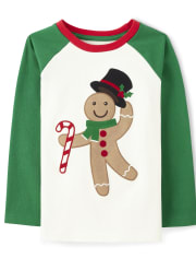 Boys Gingerbread Raglan Top - Holiday Express