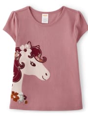Girls Embroidered Horse Top - County Fair