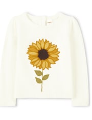 Girls Embroidered Sunflower Sweater - Autumn Harvest