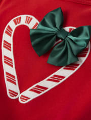 Girls Embroidered Candy Cane Heart Top - Holiday Express
