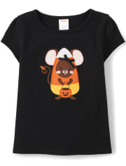 Girls Embroidered Mouse Top - Trick or Treat