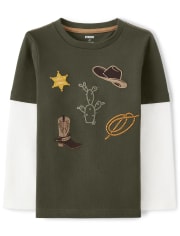 Boys Embroidered Cowboy Layered Top - County Fair