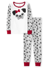 Pijama de 2 piezas de algodón Pug para niñas - Gymmies