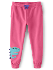 Girls Embroidered Dino Jogger Pants - Dino-Mite