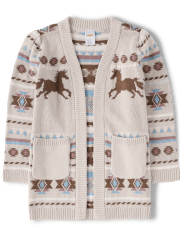 Girls Horse Fairisle Cardigan - Little Rocky Mountain
