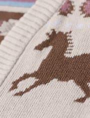 Girls Horse Fairisle Cardigan - Little Rocky Mountain