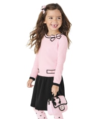 Girls Bow Sweater Dress - Tres Chic