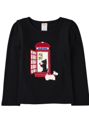 Girls Embroidered Phone Booth Top - London Calling