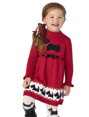 Girls Applique Dog Sweater Dress - London Calling