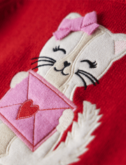 Suéter De Gato Bordado Para Niña - Valentine Cutie