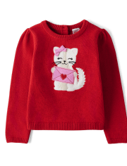Suéter De Gato Bordado Para Niña - Valentine Cutie