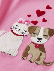Haut brodé chien et chat pour filles - Valentine Cutie