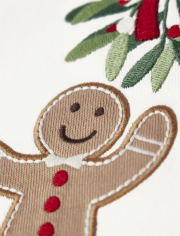 Girls Embroidered Gingerbread Top - Gingerbread House