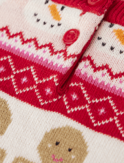 Girls Intarsia Christmas Sweater - Gingerbread House