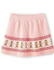 Girls Intarsia Gingerbread Sweater Skirt - Gingerbread House