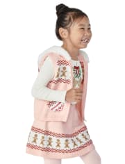 Girls Intarsia Gingerbread Sweater Skirt - Gingerbread House