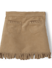 Girls Faux Suede Fringe Skirt - Montana Mountain
