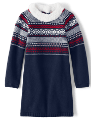 Robe pull Fairisle assortie pour filles - Célébrations de famille