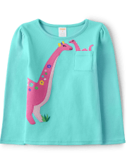 Top de dinosaurio bordado para niñas - Dino-Mite