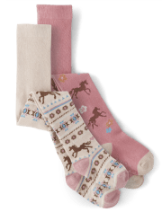 Girls Horse Tights 2-Pack - Little Rocky Mountain