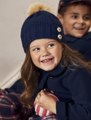 Girls Cable Knit Pom Pom Hat - Family Celebrations