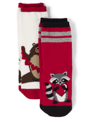 Paquete de 2 calcetines con diseño de mapache para niños - Valentine Cutie