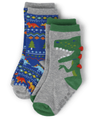 Boys Dino Crew Socks 2-Pack