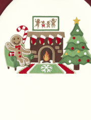 Boys Embroidered Christmas Raglan Top - Gingerbread House