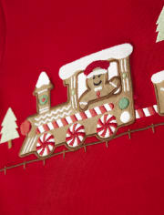 Boys Embroidered Train Layered Top - Gingerbread House