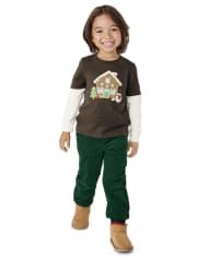 Boys Corduroy Pull On Pants - Gingerbread House