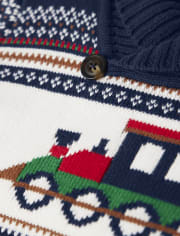 Boys Matching Family Embroidered Train Fairisle Sweater - Family Celebrations