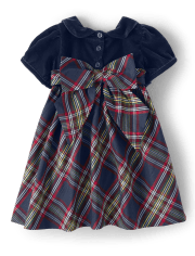 Robe en tricot à carreaux pour bébé fille - Célébrations de famille