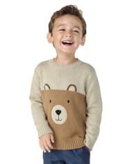 Boys Applique Bear Sweater - Bear Hugs