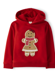 Girls Embroidered Gingerbread Hoodie - Gingerbread House