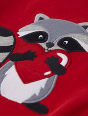 Boys Embroidered Raccoon Sweatshirt - Valentine Cutie