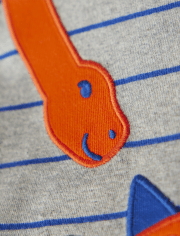 Boys Striped Dino Top