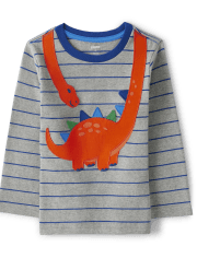 Boys Striped Dino Top