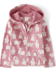 Girls Polar Bear Fleece Zip Up - Bear Hugs