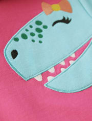 Girls Embroidered Dino Hoodie - Dino-Mite