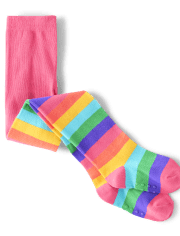 Girls Rainbow Dino Tights - Dino-Mite