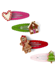 Girls Gingerbread Hair Clips - Gingerbread House