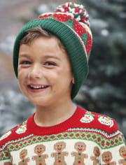 Chapeau à pompons Fairisle en pain d&#39;épice pour garçons - Maison en pain d&#39;épice