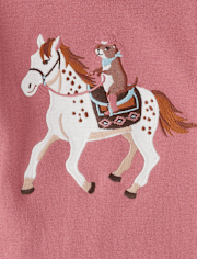Girls Embroidered Horse Top - Little Rocky Mountain