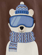 Boys Embroidered Polar Bear Layered Top - Bear Hugs