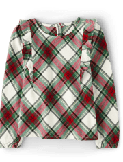 Girls Matching Family Plaid Flutter Top - Family Celebrations